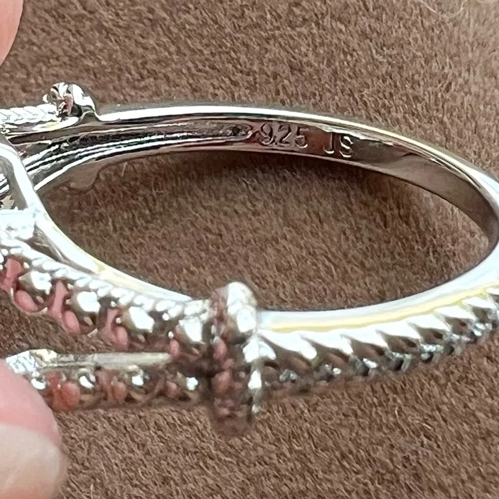 JS Affinity Sterling Silver & Pave Green Diamond Ring π - Picture 11 of 14